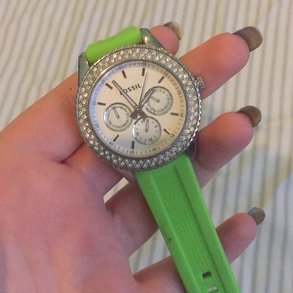 vibrant green fossil watch